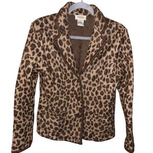 Vintage Talbots women’s 100% merino wool animal leopard print blazer coat small